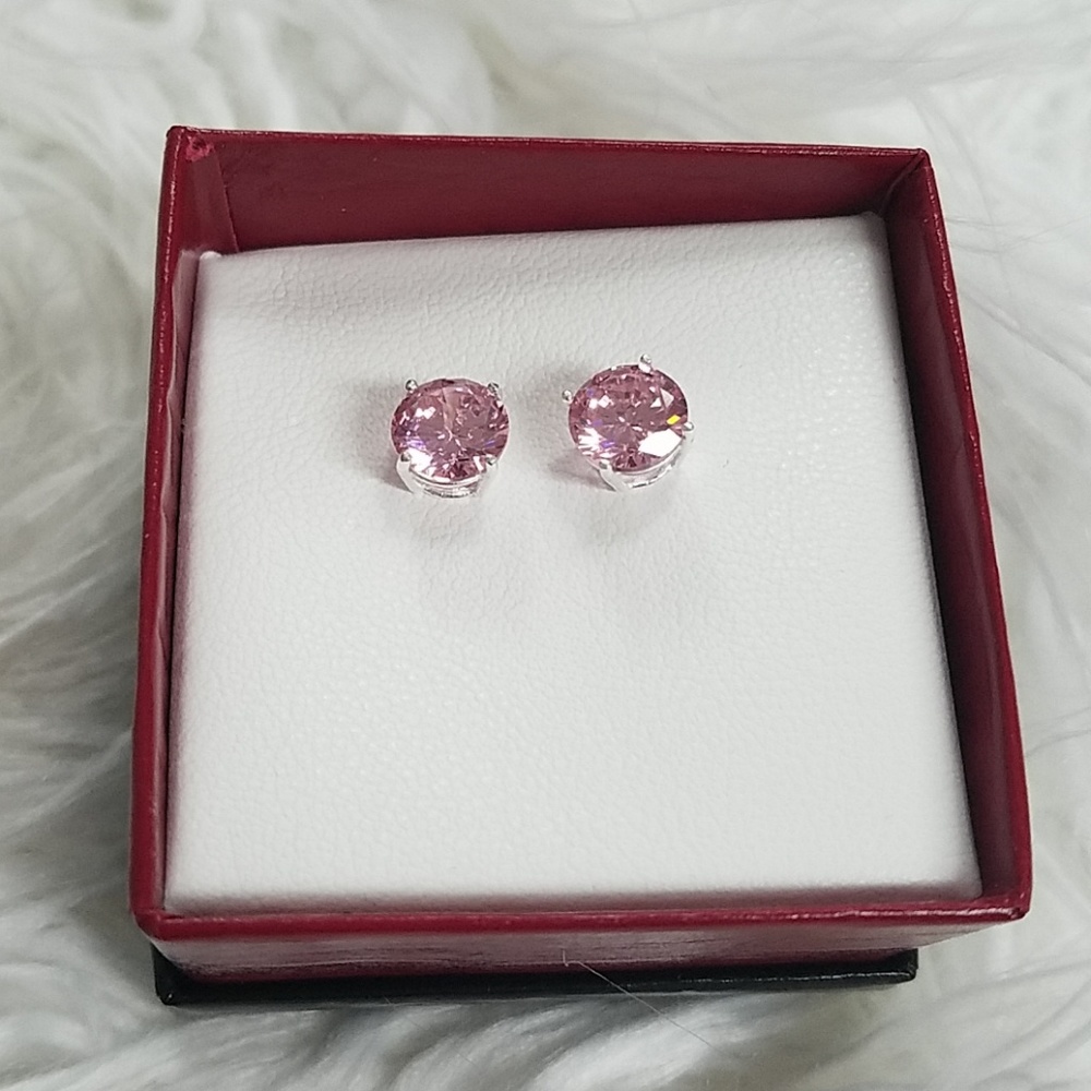 New in box Pink cubic zirconia earrings